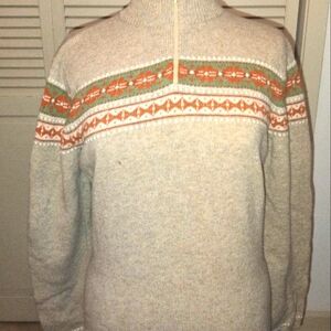 WONDERFUL WARM WOMEN'S WOOLRICH 3/4 ZIP SWEATER IN FAIR ISLE DESIGN SIZE LARGE
